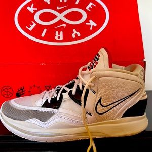 Nike Kyrie Infinity white and university red high tops.  barely worn so 11.5